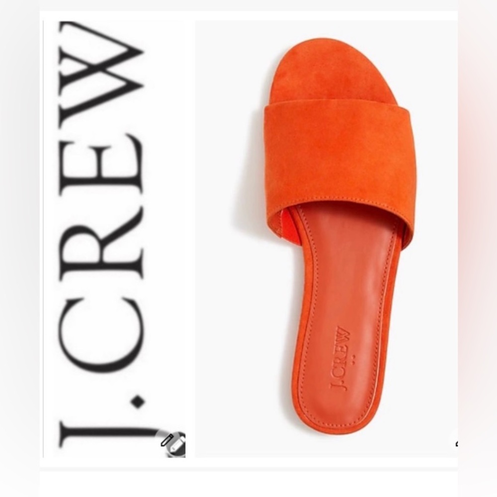 J Crew Microsuede Single Strap Orange Slide Sandal size 8 NIB